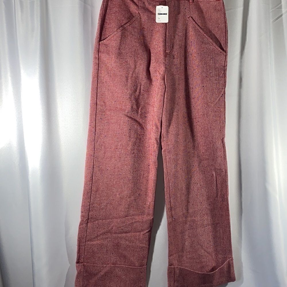 FREE PEOPLE SELINA TWEED TROUSERS PINK ROSE NWT - Picture 15 of 15